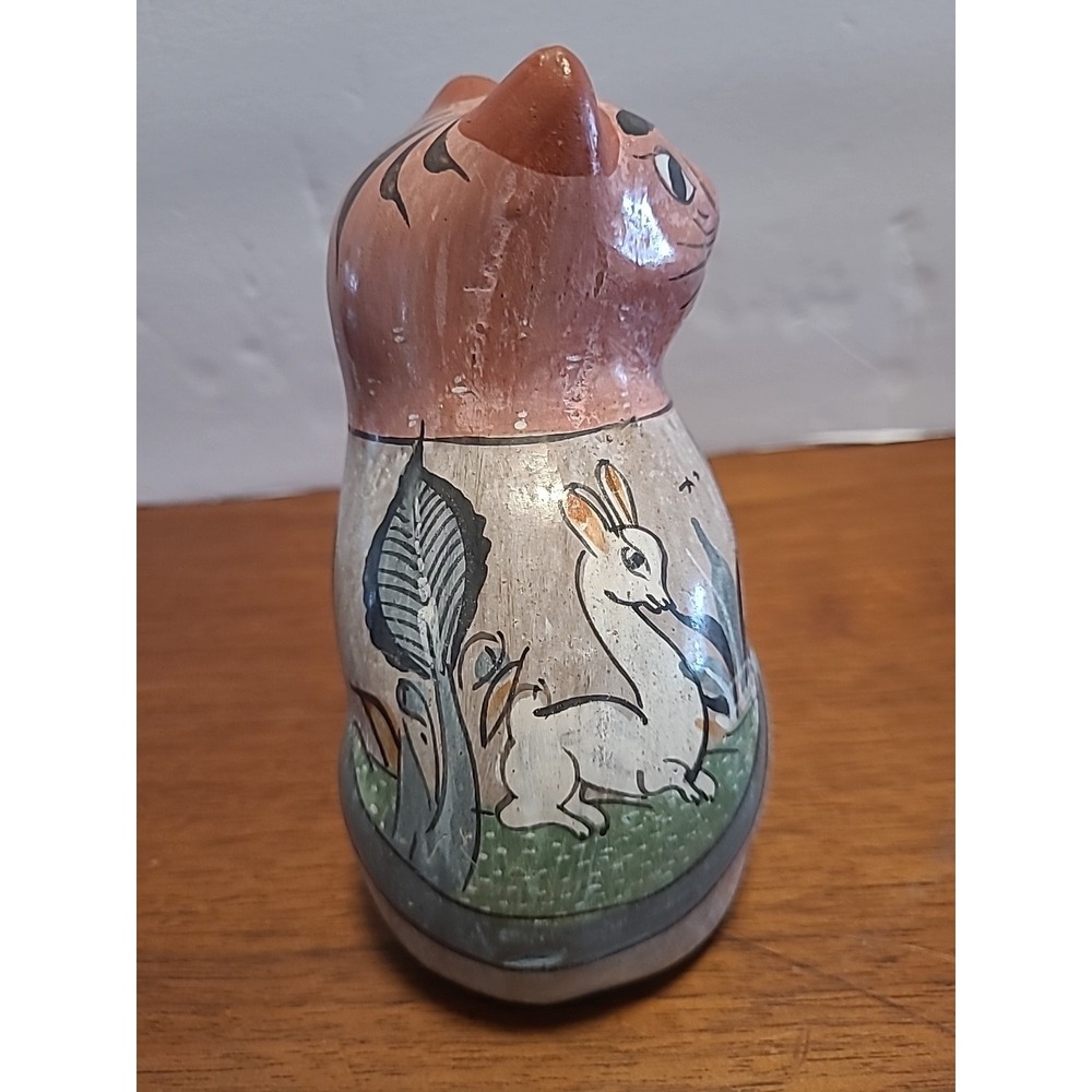 Vintage Mexican Tonala like Cat Ceramic Pottery Folk Art Handpainted 5 inch - Picture 2 of 7